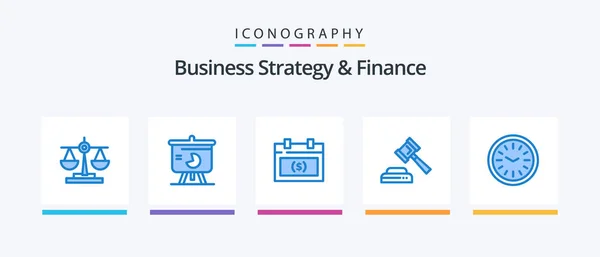 Business Strategy Finance Blue Icon Pack Including Clock Hammer Graph — Archivo Imágenes Vectoriales