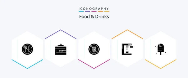 Food Drinks Glyph Icon Pack Including Food Drinks Food Drink — 图库矢量图片