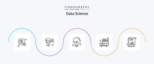 Data Science Line Icon Pack Including Analytics Transfer Server Data — стоковый вектор