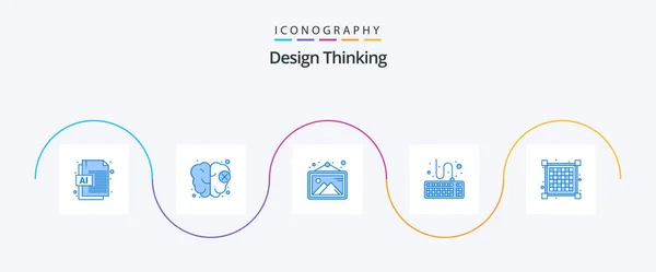 Design Thinking Blue Icon Pack Including Layout Photo Grid Type — Stock vektor