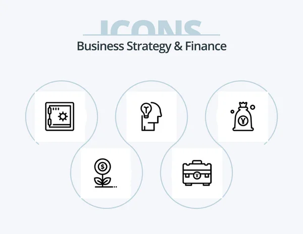 Business Strategy Finance Line Icon Pack Icon Design Document Money — Image vectorielle