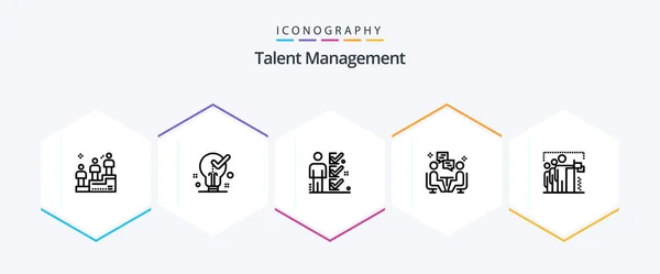 Talent Management Line Icon Pack Including Communication User Tick Meeting — Vetor de Stock