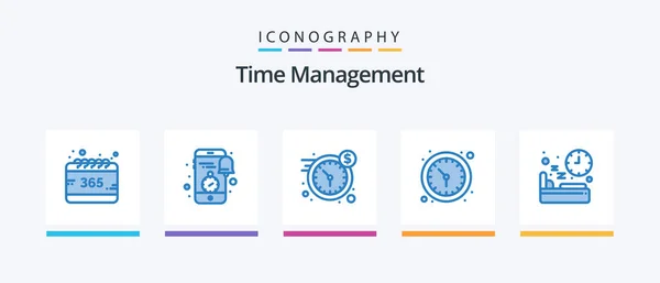 Time Management Blue Icon Pack Including Bed Watch News Time — Διανυσματικό Αρχείο