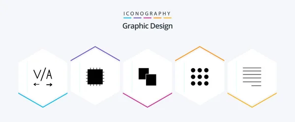 Design Glyph Icon Pack Including Dots — Stockvektor