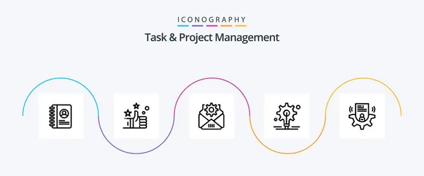 Task Project Management Line Icon Pack Including Setting Idea Gear — Stock Vector