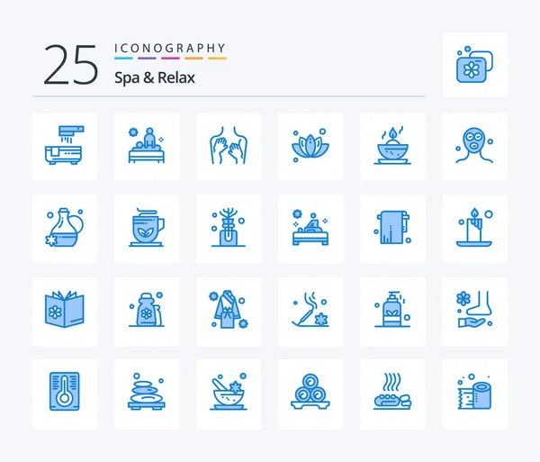 Spa Relax Blue Color Icon Pack Including Tree Leaf Spa — Stockvektor