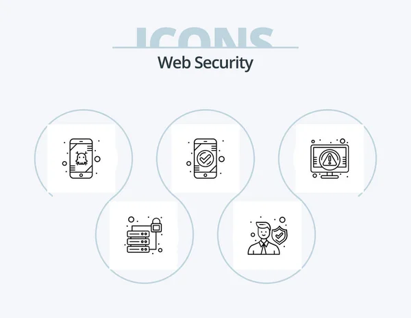 Web Security Line Icon Pack Icon Design Authentication Key Logger — Stock vektor