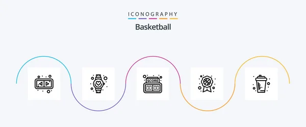 Basketball Line Icon Pack Including Sport Drink Digital Bottle Recognition — 图库矢量图片