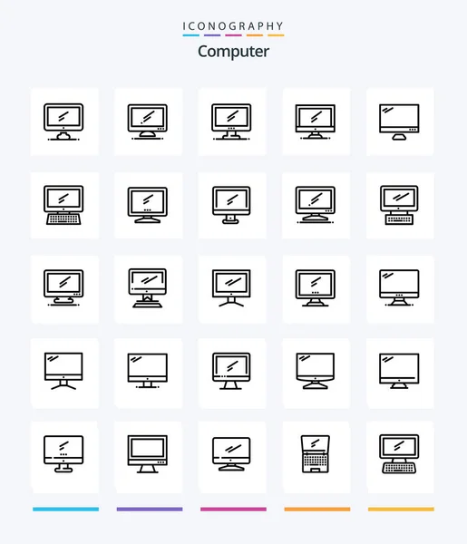 Creative Computer Outline Icon Pack Layer Laptop Device — Διανυσματικό Αρχείο
