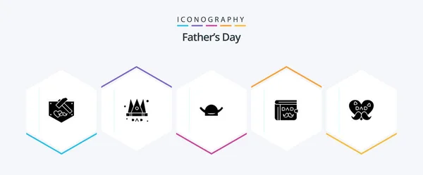 Fathers Day Glyph Icon Pack Including Dad Fathers Day Avatar — Stock Vector