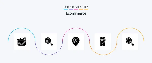 Ecommerce Glyph Icon Pack Including Lost Store Ecommerce Shop Location — Vettoriale Stock