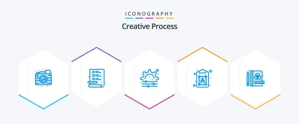 Creative Process Blue Icon Pack Including Process Process Creative Font — Wektor stockowy