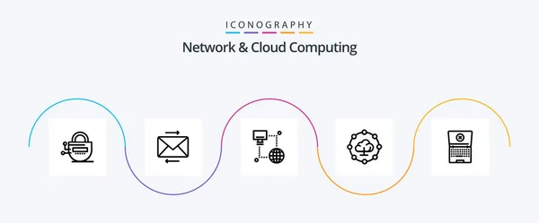 Network Cloud Computing Line Icon Pack Including Tecnology Laptop Internet — Stock Vector