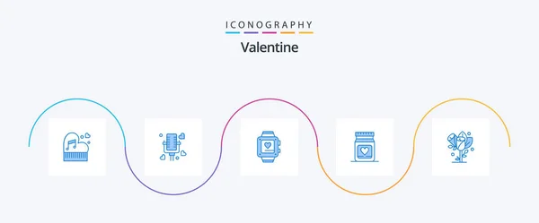 Valentine Blue Icon Pack Including Heart Medicine Love Wedding Love — Stok Vektör