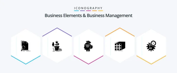 Business Elements Business Managment Glyph Icon Pack Including Cube Abstract — Stock vektor