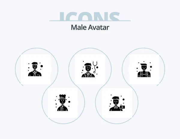 Male Avatar Glyph Icon Pack Icon Design Locksmith Business Handyman — Archivo Imágenes Vectoriales
