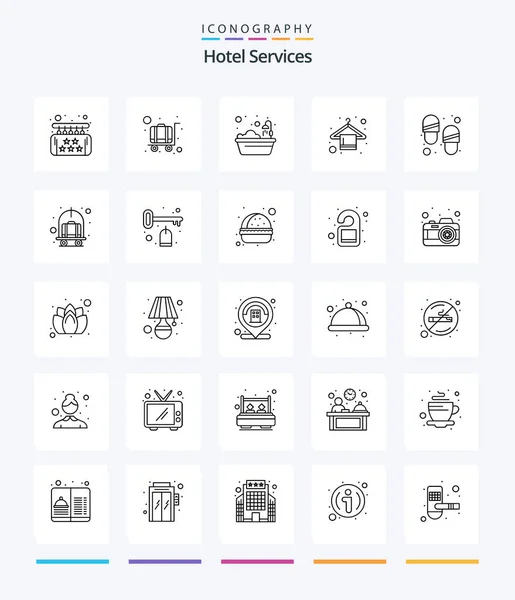 Creative Hotel Services Outline Icon Pack Shoes Bath Service Wardrobe — 图库矢量图片