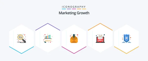 Marketing Growth Flat Icon Pack Including Marketing Graph Marketing Document — Stockový vektor
