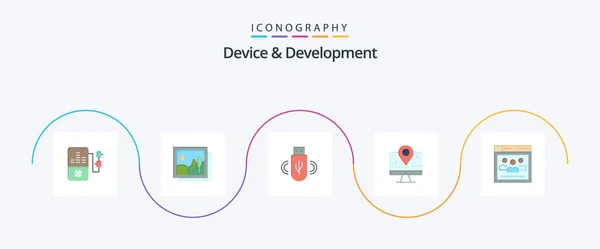 Device Development Flat Icon Pack Including Web Browser Share Education — 图库矢量图片