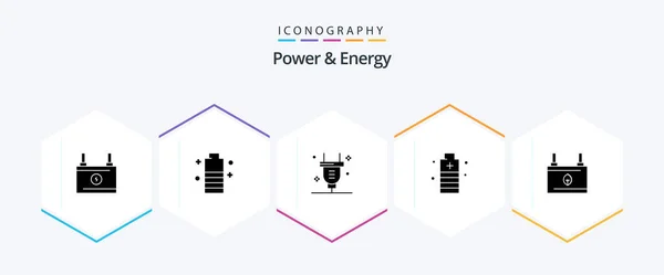 Power Energy Glyph Icon Pack Including Safe Essential Power Energy — Image vectorielle