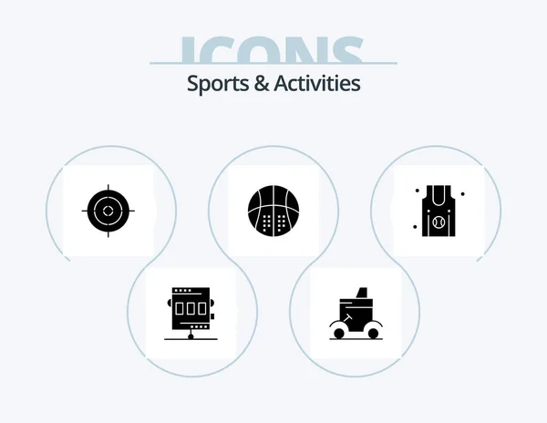 Sports Activities Glyph Icon Pack Icon Design Recreation Basketball Golf — Vetor de Stock