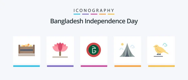 Bangladesh Independence Day Flat Icon Pack Including Bird Landmark Business — Stock vektor