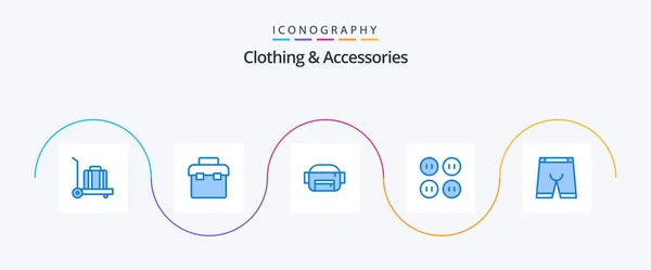 Clothing Accessories Blue Icon Pack Including Underwear Buttons Dress Clothe — Archivo Imágenes Vectoriales