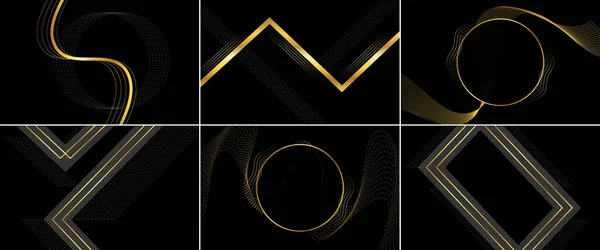 Abstract Background Gold Line Wave Luxury Style Tech Pattern Curved — Stockvector