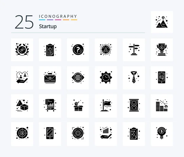 Startup Solid Glyph Icon Pack Including Navigation Target Customer Help — Image vectorielle