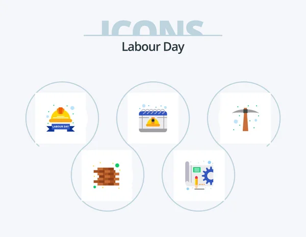 Labour Day Flat Icon Pack Icon Design Hard Work May — Vector de stock