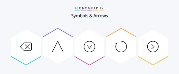Symbols Arrows Line Icon Pack Including Right Arrow — Stockvector