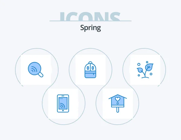 Spring Blue Icon Pack Icon Design Nature Read Search Study — Stockvector