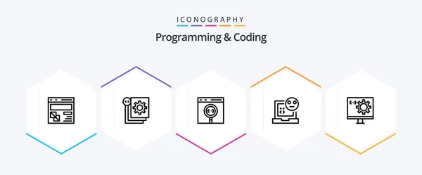 Programming Coding Line Icon Pack Including Develop Bad Process Development — Archivo Imágenes Vectoriales