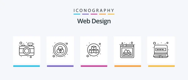Web Design Line Icon Pack Including Electronic Layer Computer Graphic — стоковый вектор