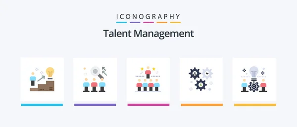 Talent Management Flat Icon Pack Including Setting Cog User Bright – stockvektor