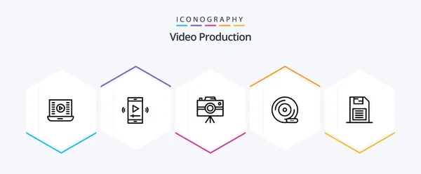 Video Production Line Icon Pack Including Dvd Video Player Journalist — Stok Vektör