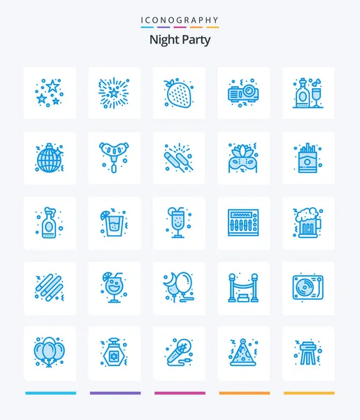 Creative Night Party Blue Icon Pack Party Celebration Fruit Party — Stok Vektör