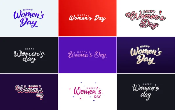 Set Happy International Woman Day Signs Emblems Vector Design Elements — Stock vektor