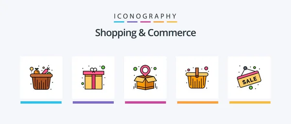 Shopping Commerce Line Filled Icon Pack Including Call Service Closed — Stok Vektör