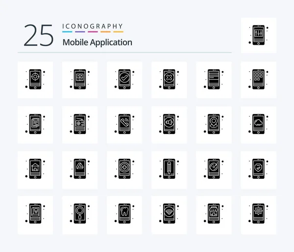 Mobile Application Solid Glyph Icon Pack Including Card App App — Archivo Imágenes Vectoriales