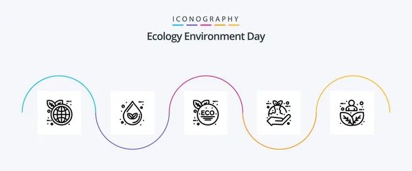 Ecology Line Icon Pack Including Harmony Leaf Eco Green Hand — Stockvektor