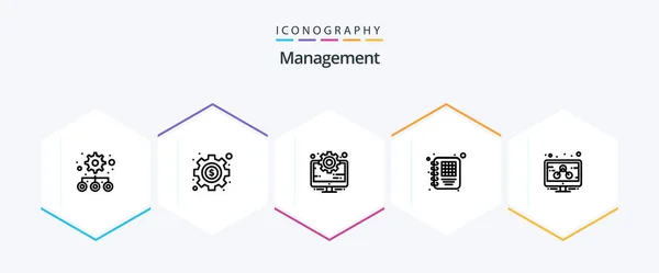 Management Line Icon Pack Including Marketing Management Management Management — Stock Vector