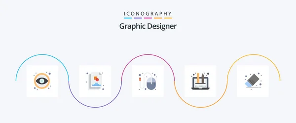 Graphic Designer Flat Icon Pack Including Delete Designing Design Design — Vetor de Stock