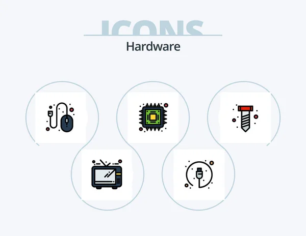 Hardware Line Filled Icon Pack Icon Design Electric Watch Play — 图库矢量图片