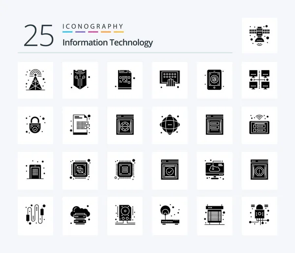 Information Technology Solid Glyph Icon Pack Including Phone Digital Web — Vetor de Stock
