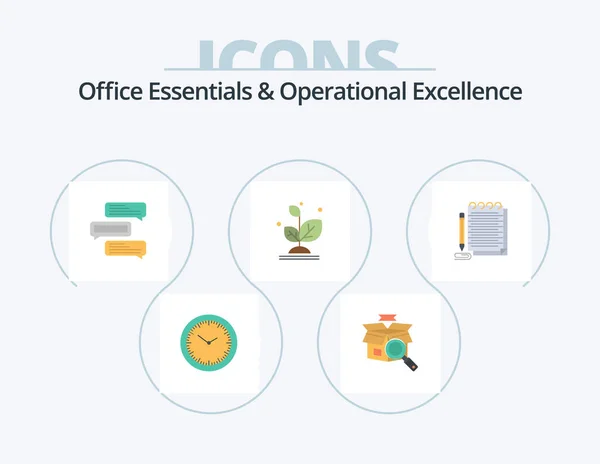 Office Essentials Operational Exellence Flat Icon Pack Icon Design Notepad - Stok Vektor