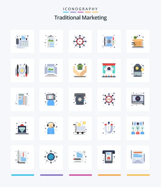 Creative Traditional Marketing Flat Icon Pack Shipping Delivery Network Box — 图库矢量图片