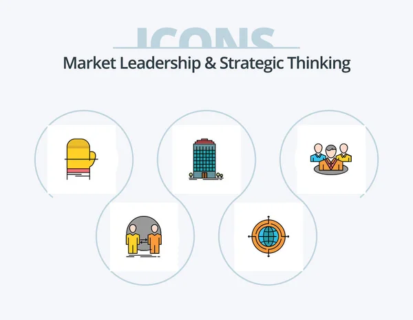 Market Leadership Strategic Thinking Line Filled Icon Pack Icon Design — Stock Vector