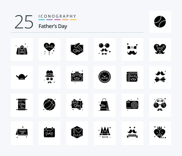 Fathers Day Solid Glyph Icon Pack Including Fathers Brim Fathers — Stock Vector