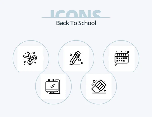 Back School Line Icon Pack Icon Design Back School Stationery — Vettoriale Stock